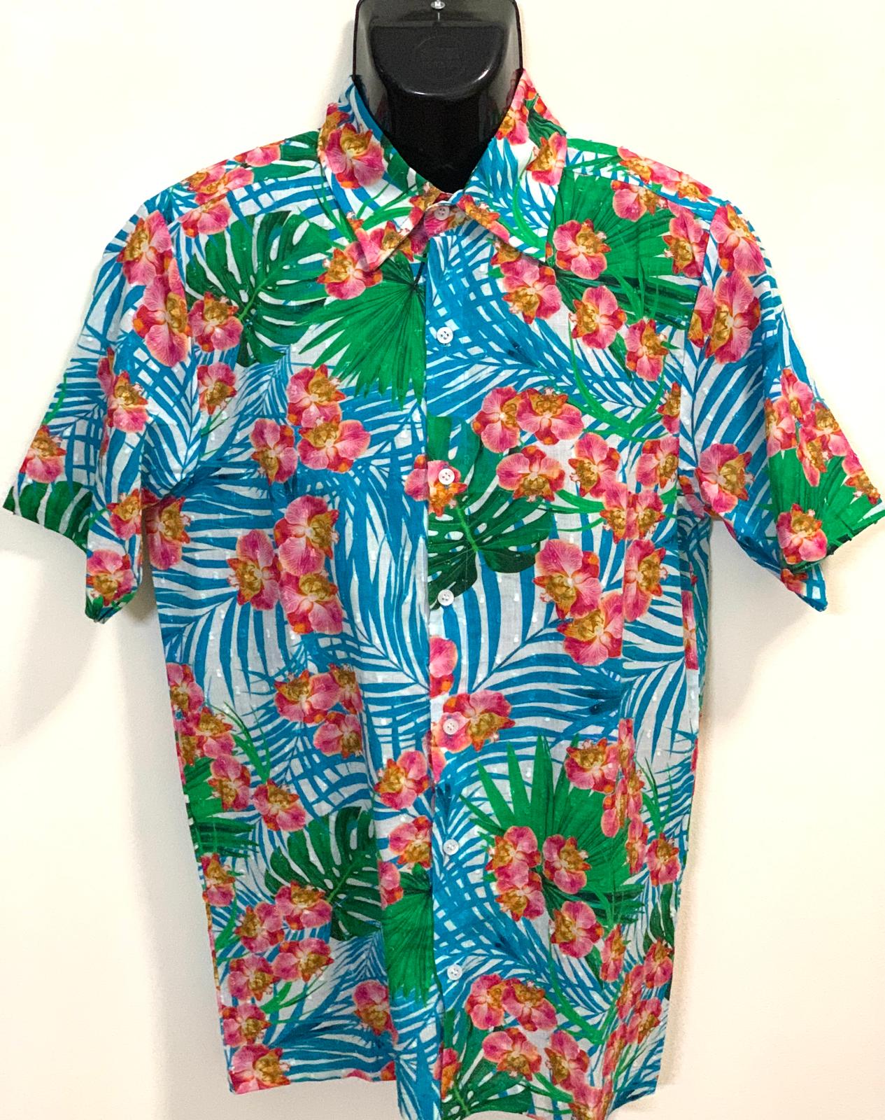 Phalaenopsis orchid shirt in blue by The Singapore Shawl