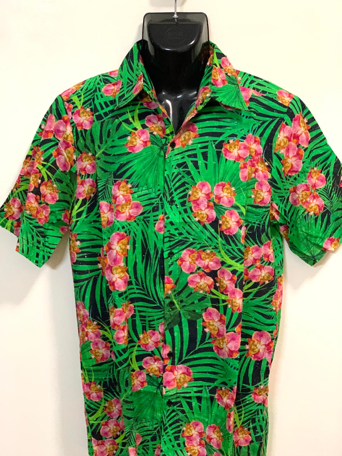 Phalaenopsis orchid shirt in green by The Singapore Shawl
