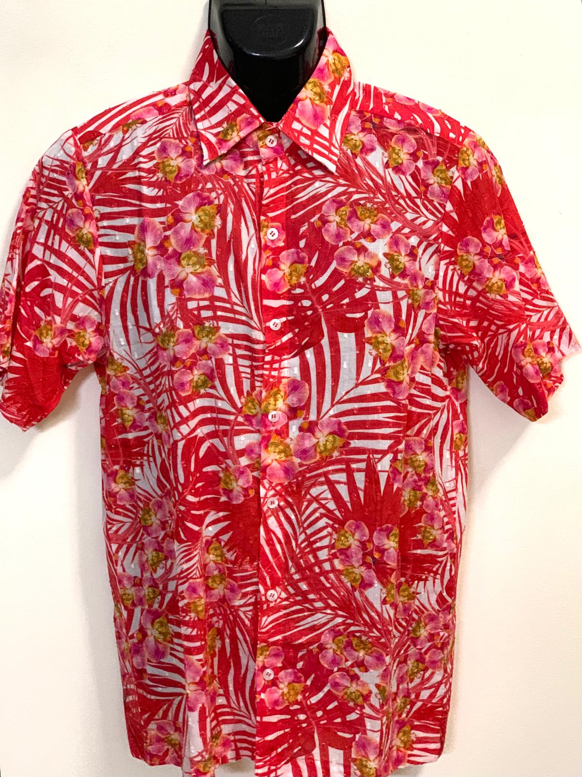 Phalaenopsis orchid shirt in red by The Singapore Shawl