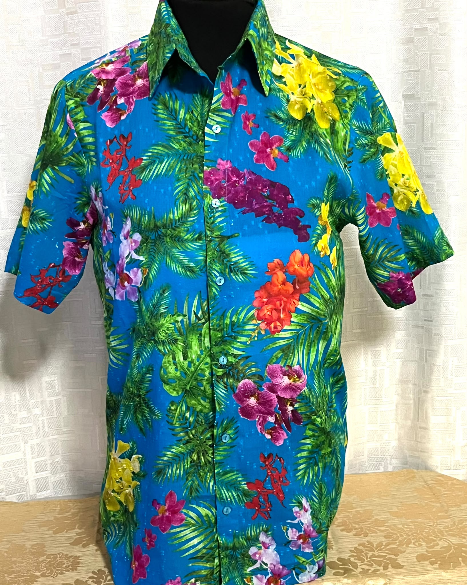 VIP Orchid Garden Shirt - Ocean Blue