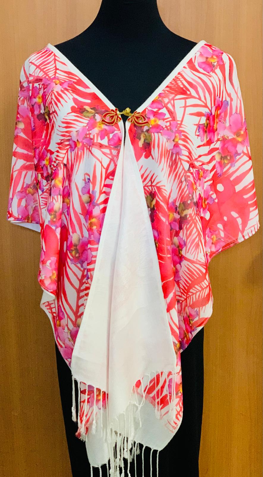 Phalaenopsis orchid Duette shawl in Classic Bloom by The Singapore Shawl